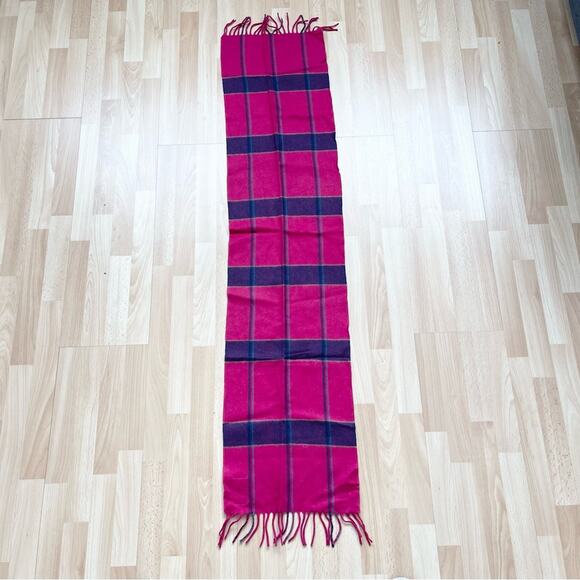 Cashmere Scarf with Fringes Pink and Navy Blue - Picture 4 of 4